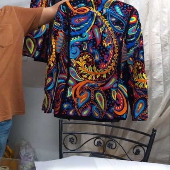 Embroidered Men’s Black Velvet Spencer Jacket